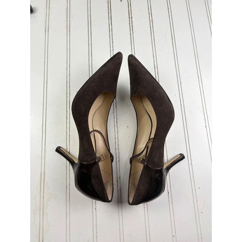 Anne Klein Vintage Y2K Brown Suede Mary Jane Pointed Toe Heels Women's Size 9M